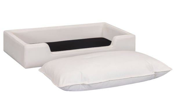 Cuddle Cloud Natural Pet Bed in brown transitional style with pine solids, plywood frame, and natural performance fabric upholstery, featuring clean lines and cozy cushioning.