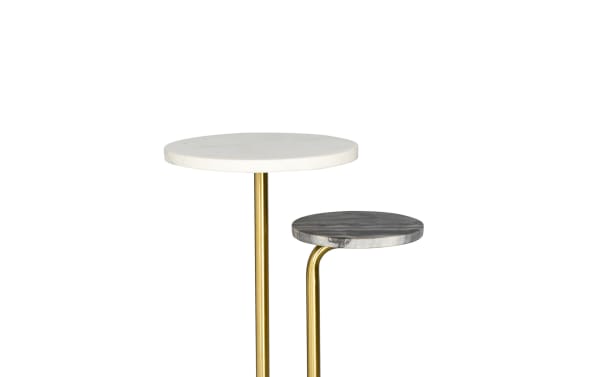 Versa White Marble & Gold Round Accent Table with smooth white marble top, gold metal pedestal base, and sleek transitional style for versatile decor.