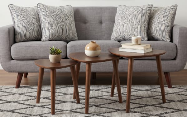Bettie Walnut Triangle Nesting Table (Set of 3)