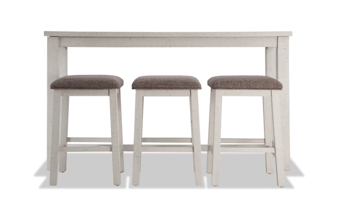Montana 4 Piece White & Beige Upholstered Power Sofa Table Set