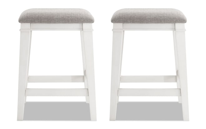 Montana White & Beige Backless Upholstered Counter Height Stool (Set of 2)