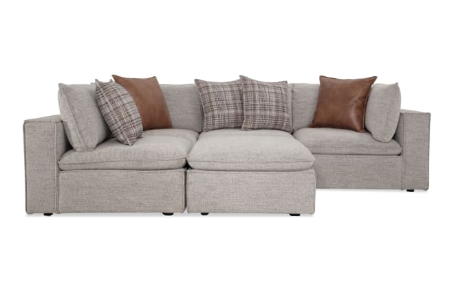 Infinity Gray 83'' 5 Piece Modular Sectional with 2 Armless Chairs, 2 Corners, 1 Ottoman