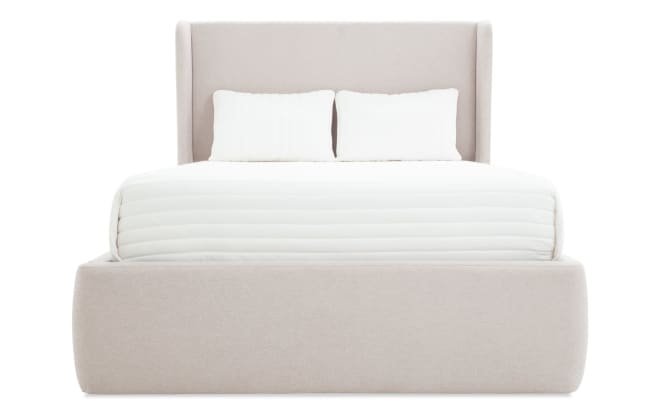 Dawson King Beige Upholstered Storage Platform Bed