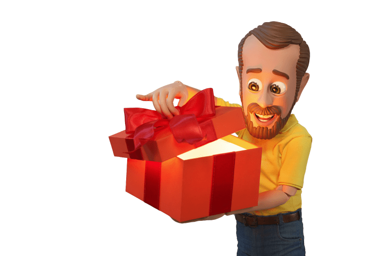 Little Bob opening a gift box