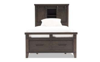 Fusion Full Black & Gray Bookcase Storage Bed | Bob's Fusion Full Black & Gray Bookcase Storage Bed | Bob's