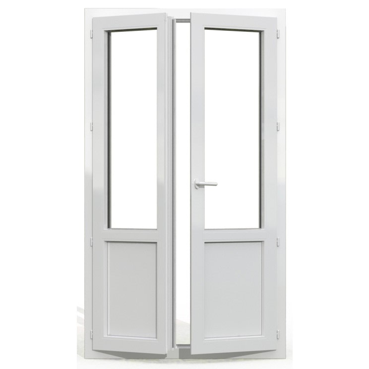 Porte de service demi vitrée PVC blanc sur-mesure