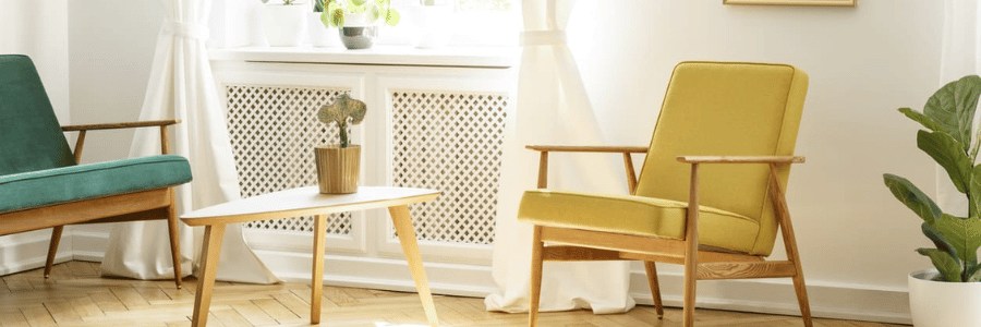 cache radiateur bois blanc dans salon