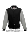 Kids 2-Tone College Sweatjacket Black/Grey Front