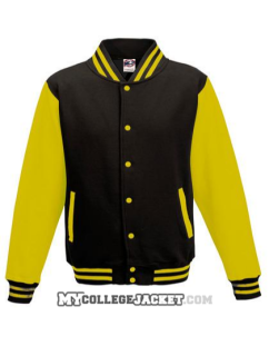 Kids 2-Tone College Sweatjacket Black/Yellow Front