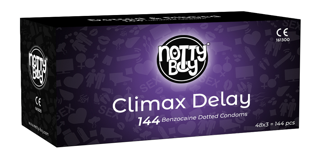 NottyBoy Condoms - Climax Delay Condom With Long Lasting Lubricant *BENZOCAINE* (48x3s - Count 144)