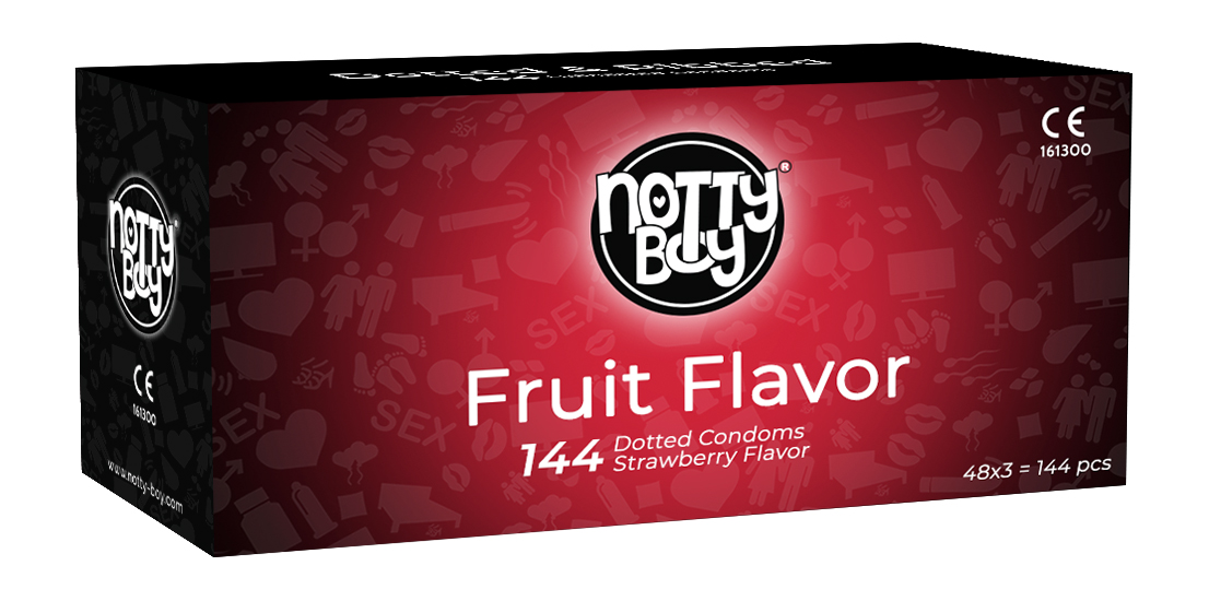 NottyBoy Strawberry Fruit Flavor Dots Condom Bulk Pack 144Ct Dotted Male Condom NottyBoy Strawberry Fruit Flavor Dots Condom Bulk Pack 144Ct Dotted Male Condom