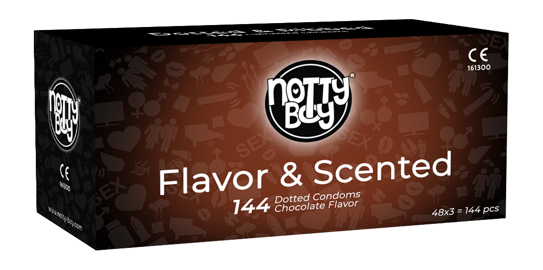 NottyBoy Flavor Dots Condoms Chocolate Flavored Dotted Condom Value Pack - (48x3, 144Ct) NottyBoy Flavor Dots Condoms Chocolate Flavored Dotted Condom Value Pack - (48x3, 144Ct)