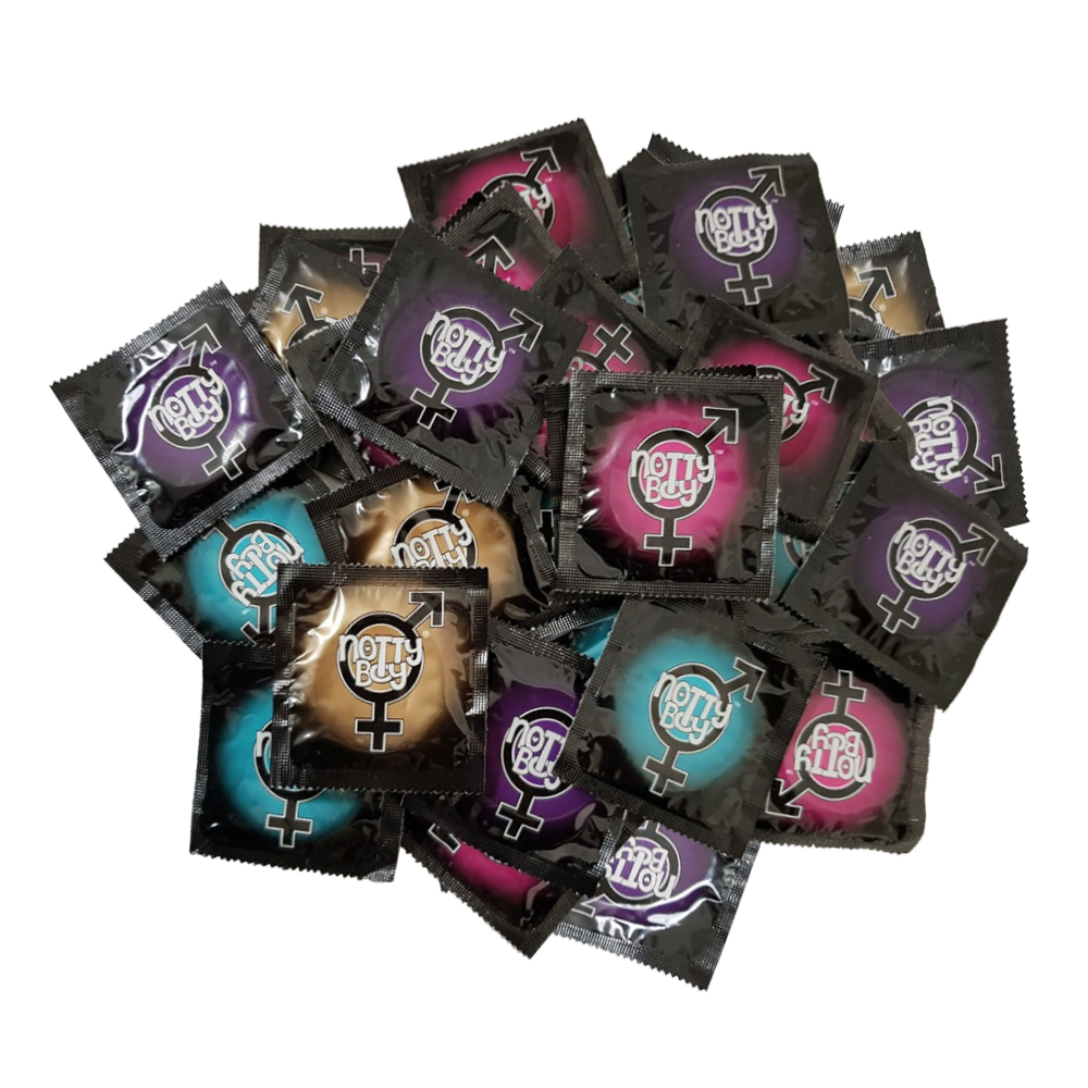 NottyBoy Condoms -Extra Time, Extra Dotted, Extra Thin and Multi Textured 3in1 Condoms - Pack of 2000 Condoms