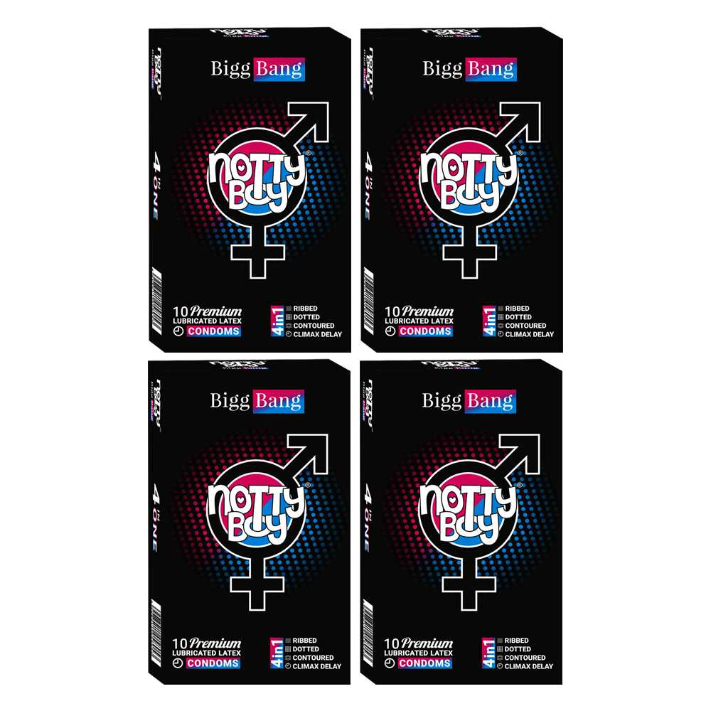 NottyBoy Ribbed Dotted Contour Shaped Condoms With A Hint Of Male Numbing Agent -50 Condoms