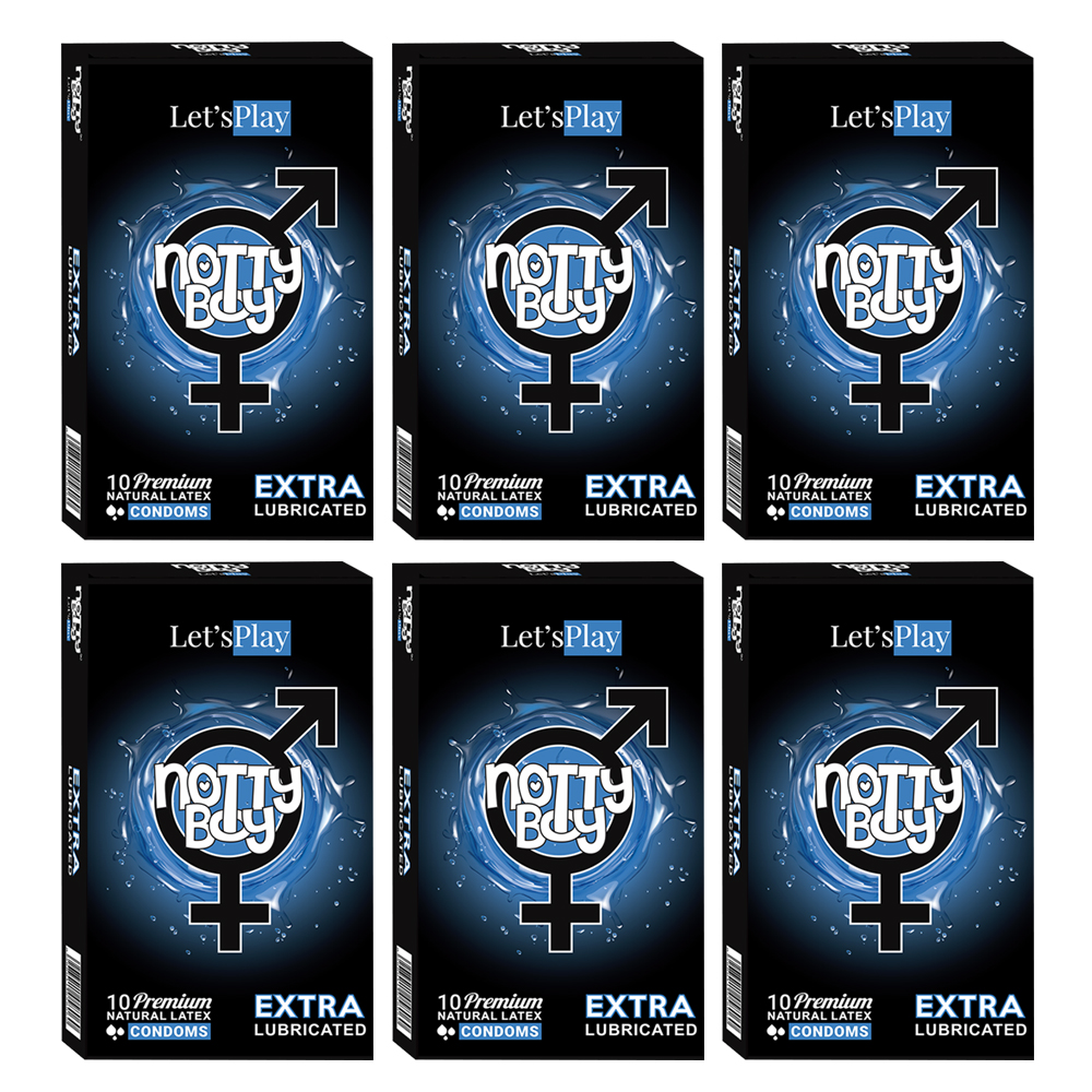 NottyBoy Let'sPlay Extra Lubricated Condoms With Double Lubrication For Smoothness & Comfort For Her - 60 Count NottyBoy Let'sPlay Extra Lubricated Condoms With Double Lubrication For Smoothness & Comfort For Her - 60 Count