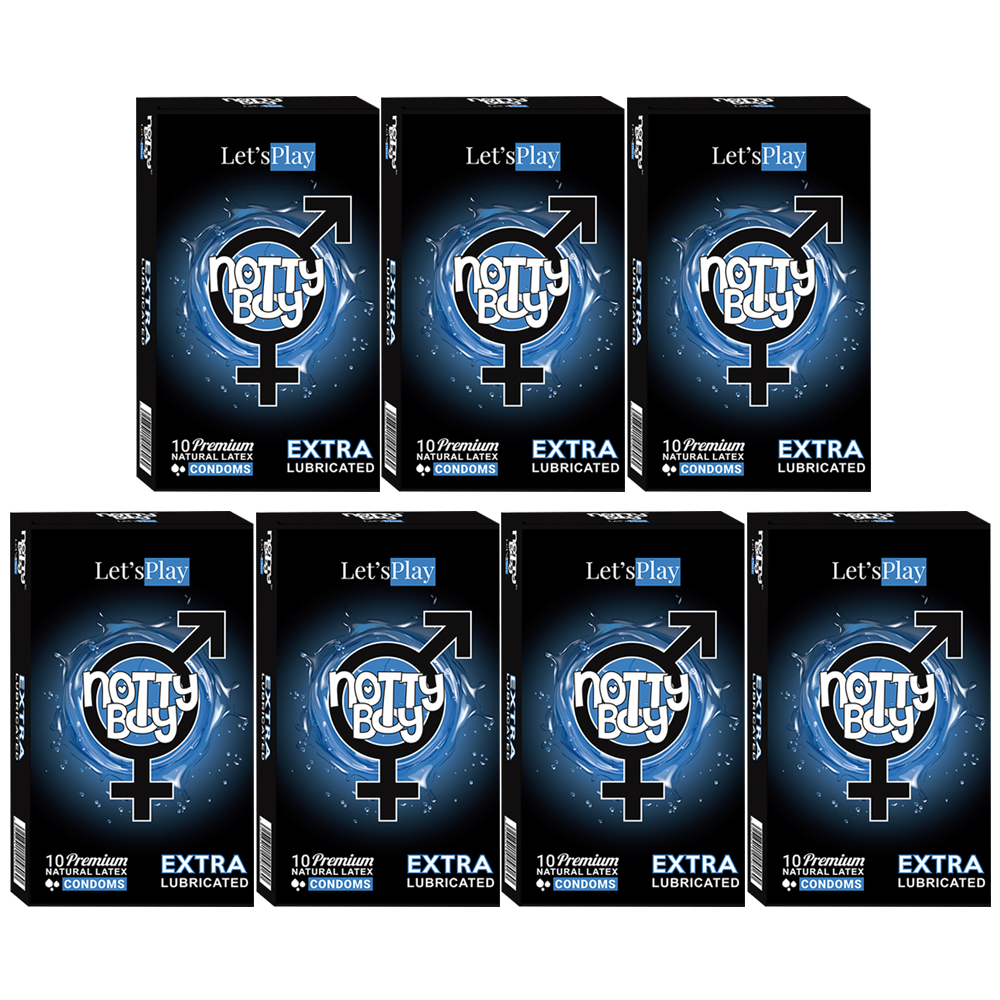 NottyBoy Let'sPlay Condoms With Water Based Lube, Reservoir Tip - (70 Count, Pack of 7) NottyBoy Let'sPlay Condoms With Water Based Lube, Reservoir Tip - (70 Count, Pack of 7)