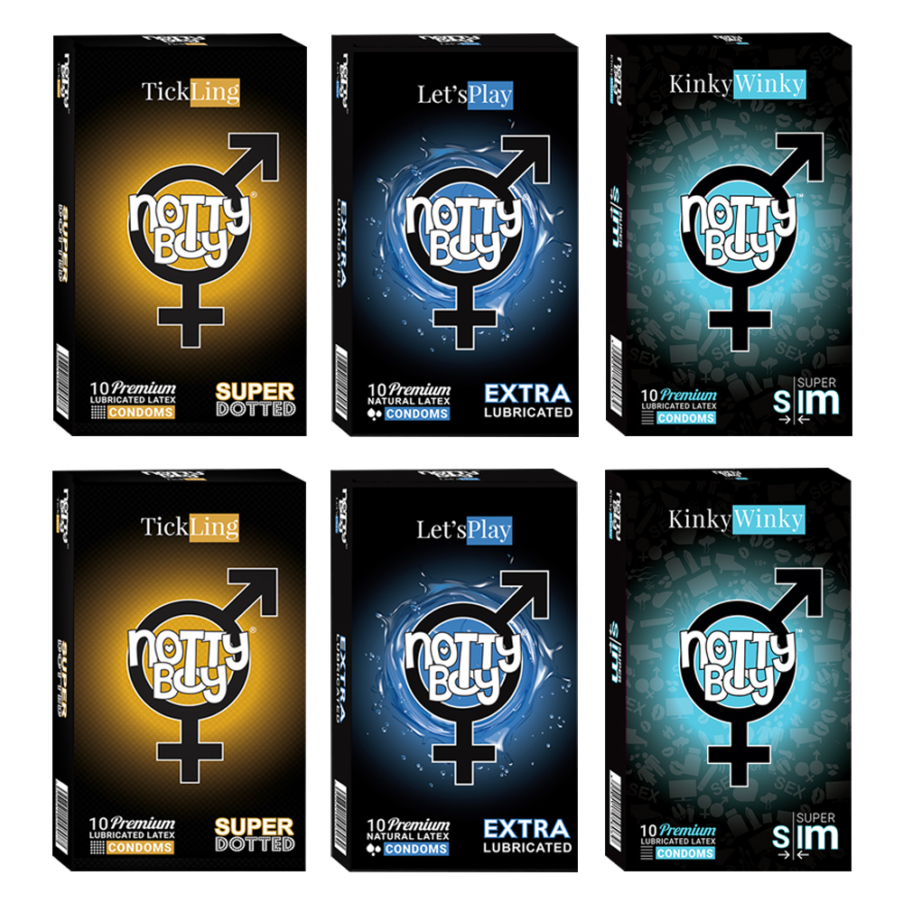 NottyBoy Condoms -2000 Count, A Mixture of Extra Thin, Super Dotted and Extra Lubricated Latex Condoms For Men