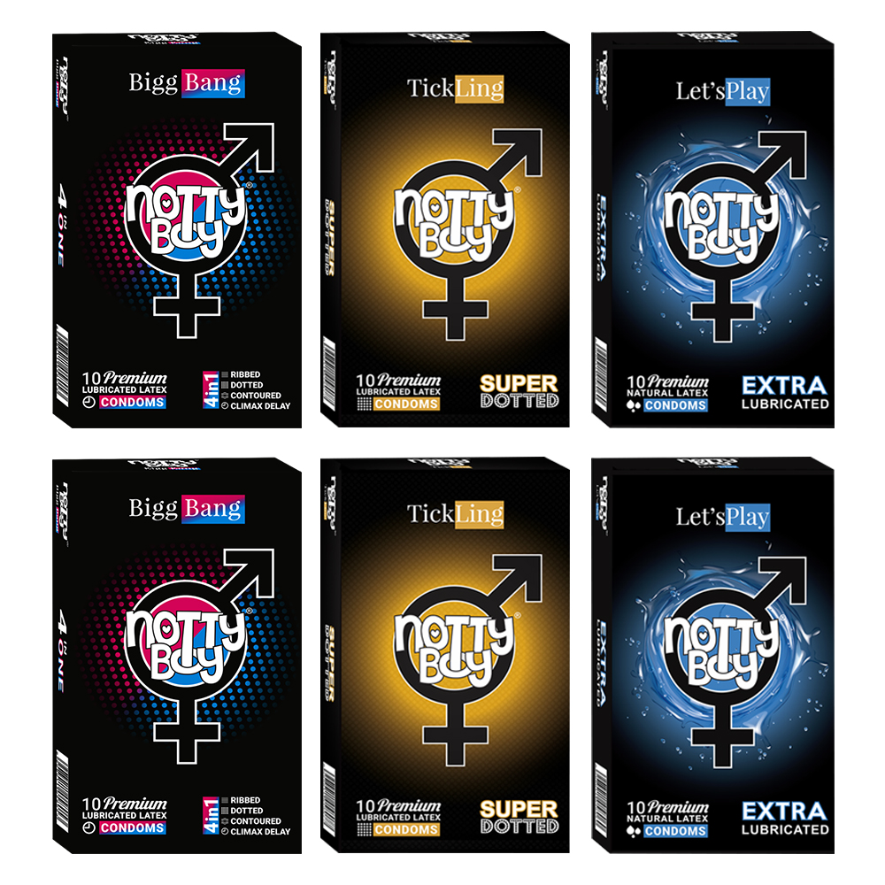 NottyBoy Extra Lubricated Lets Play, TickLing Super Dotted and Ribs Dots Delay Contour Condoms - 2000 Lubricated Condoms NottyBoy Extra Lubricated Lets Play, TickLing Super Dotted and Ribs Dots Delay Contour Condoms - 2000 Lubricated Condoms