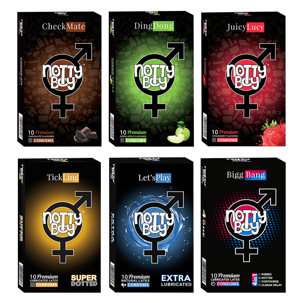 NottyBoy - 1000Ct Bulk Value Pack Condoms come up with tropical fruit flavor, extra dotted, lubricated and dotted ribbed conto
