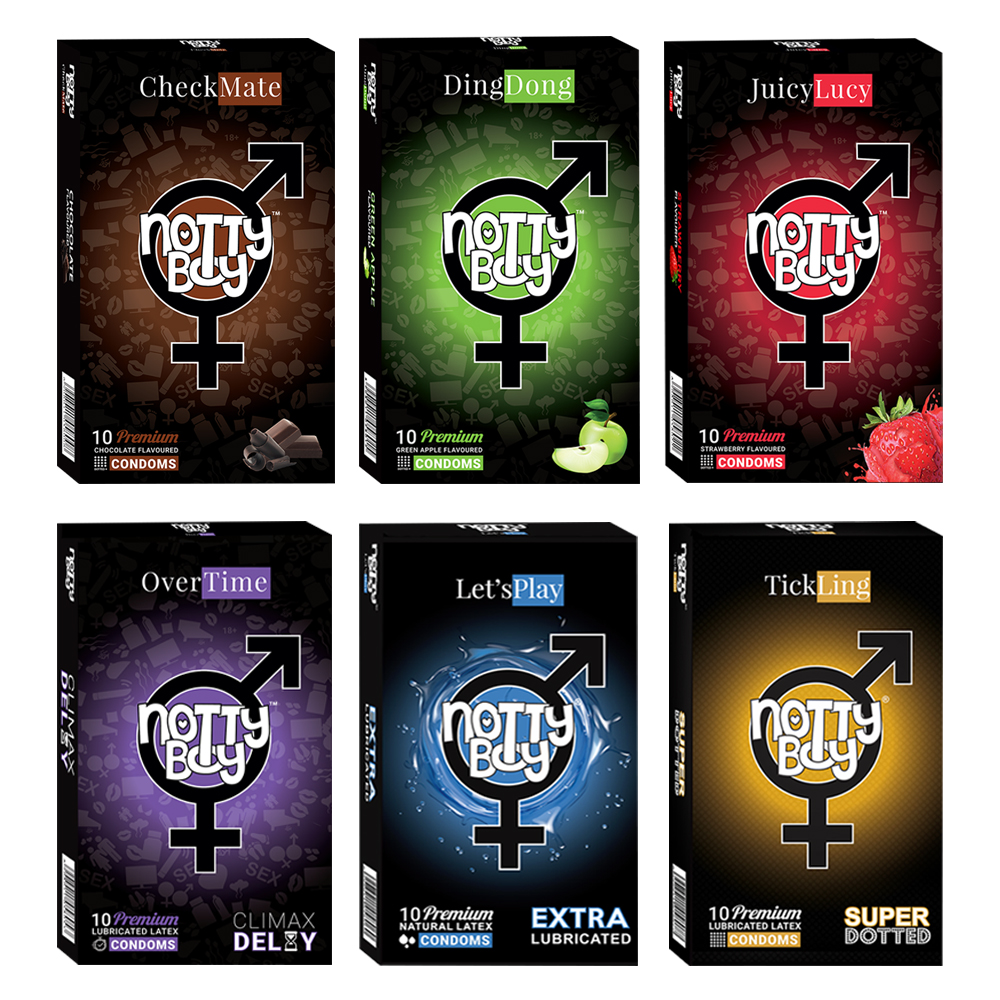 NottyBoy - 1000Ct Bulk Value Pack Condoms come up with tropical fruit flavor, extra dotted, lubricated and climax delay condom