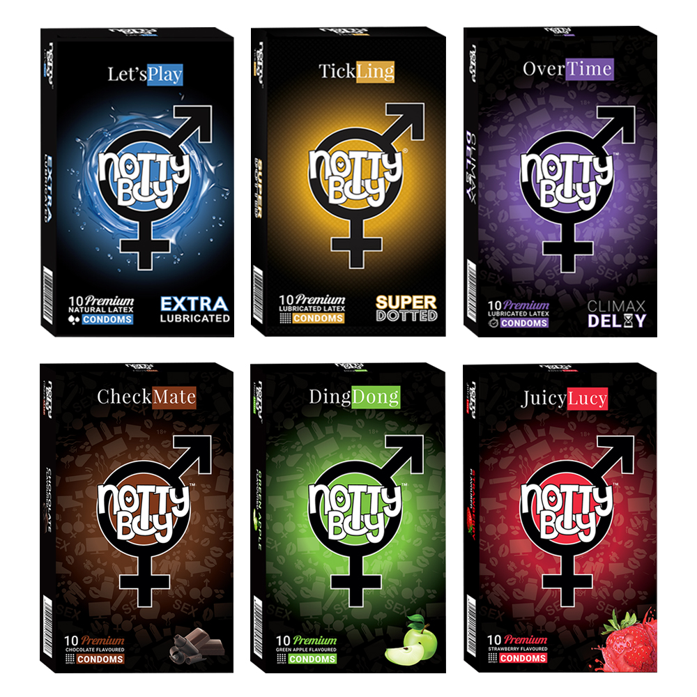 NottyBoy - 1000Ct Bulk Value Pack Condoms come up with tropical fruit flavor, lubricated, climax delay and extra dotted condom