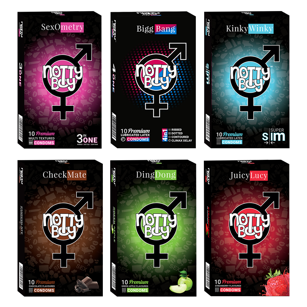 NottyBoy - 1000Ct Bulk Value Pack Condoms come up with tropical fruit flavor, dotted ribbed contour extra time, extra thin and multi textured condoms NottyBoy - 1000Ct Bulk Value Pack Condoms come up with tropical fruit flavor, dotted ribbed contour extra time, extra thin and