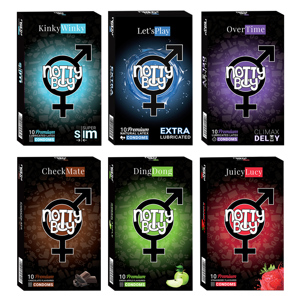 NottyBoy - 1000Ct Bulk Value Pack Condoms come up with tropical fruit flavor, climax delay, lubricated and extra thin condoms