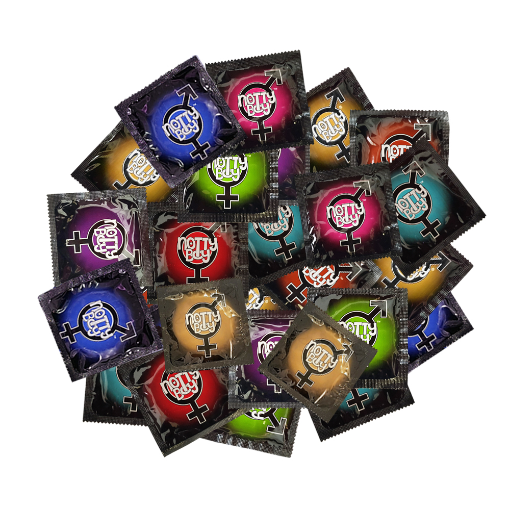 NottyBoy Condoms - 1000 Count Bulk Value Pack - Mixture of Dotted, Ribbed, Contour, Climax Delay, Super Dotted, Extra Lubricated and Multi Flavor (Strawberry, Green Apple & Chocolate Flavor) Condoms NottyBoy Condoms - 1000 Count Bulk Value Pack - Mixture of Dotted, Ribbed, Contour, Climax Delay, Super Dotted, Extra Lubricat