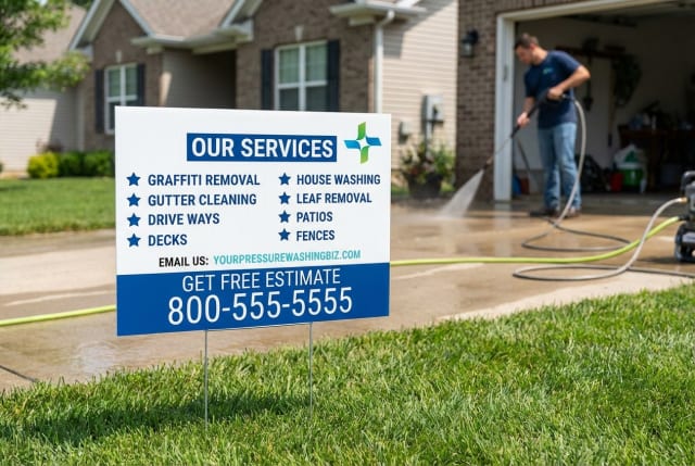 Pressure washing yard signs