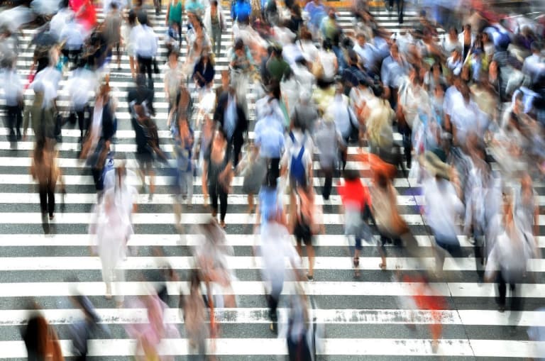 Pedestrians on Busy Crosswalk