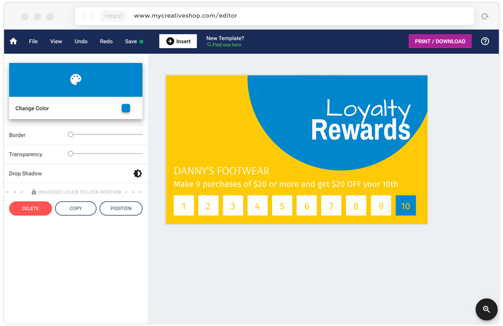 Loyalty Card Maker: Create Loyalty Cards at MyCreativeShop