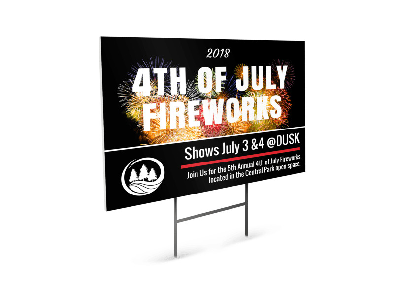 4th Of July Fireworks Yard Sign Flyer Inspiration