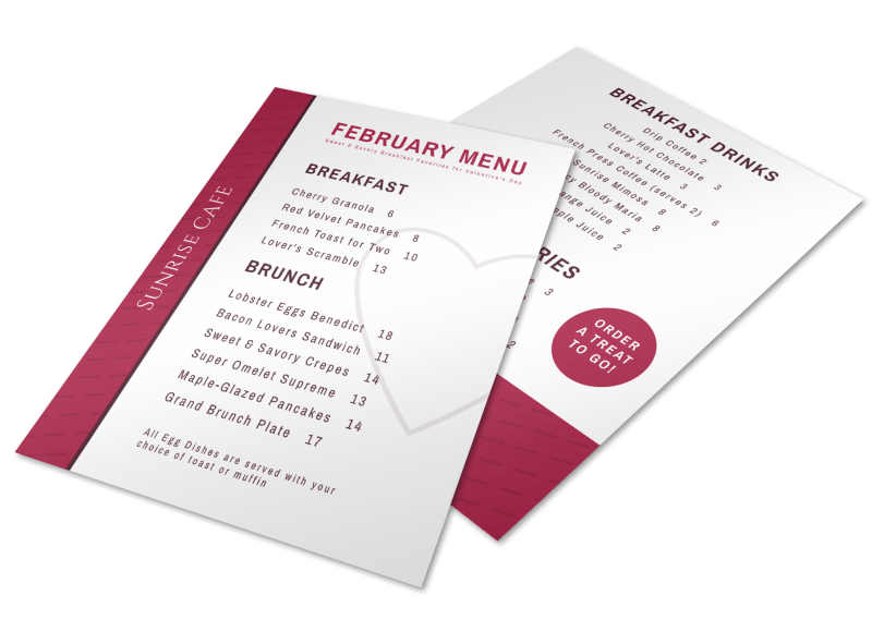 Valentines Day Brunch Menu Template