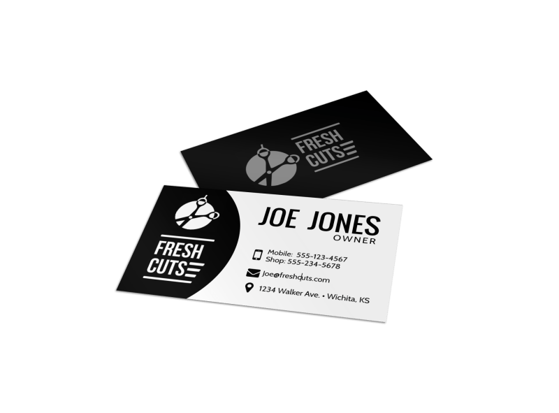 Black and White Barber Shop Business Card Template