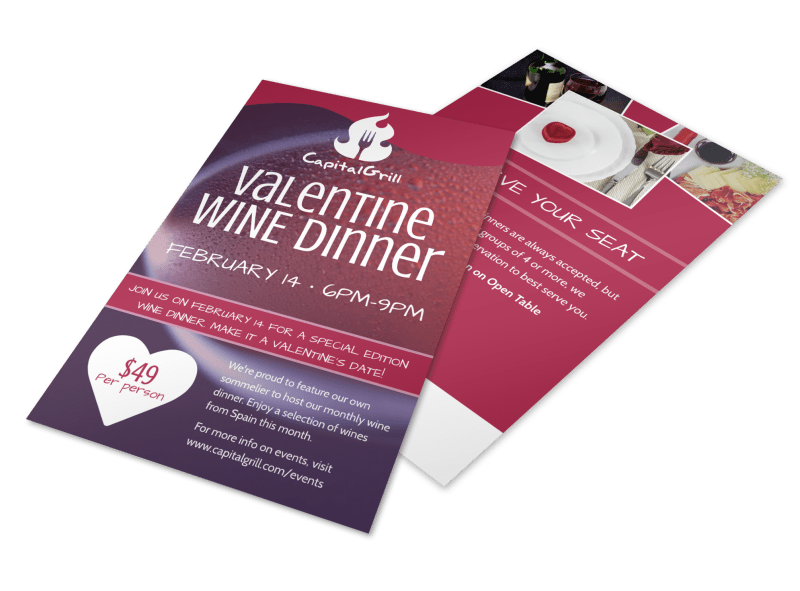 Valentines Day Wine Dinner Flyer Template