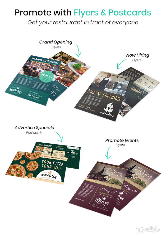 Restaurant Flyers & Postcards