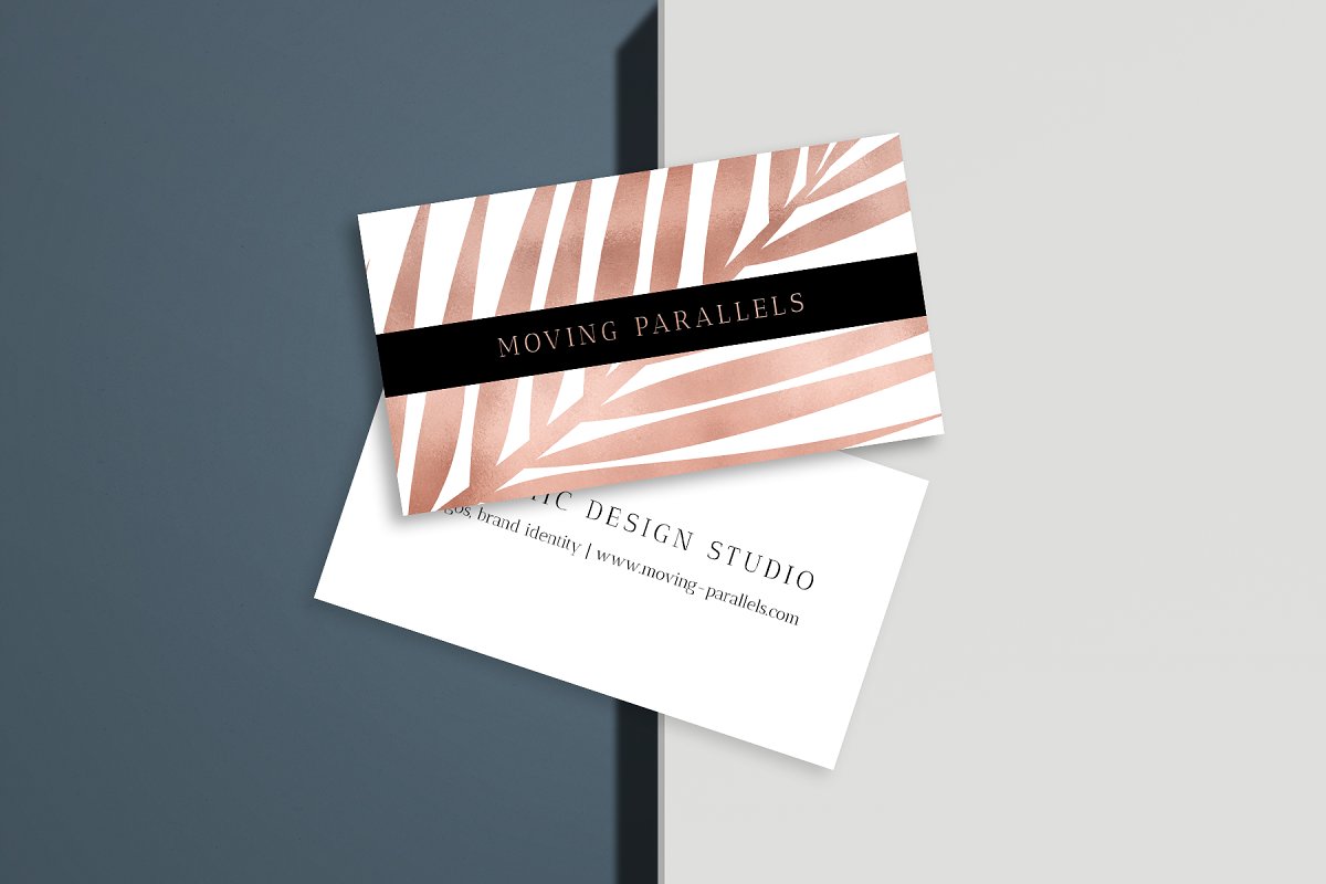 Rose Gold Palm Foil Business Card 9 by Moving Parallels