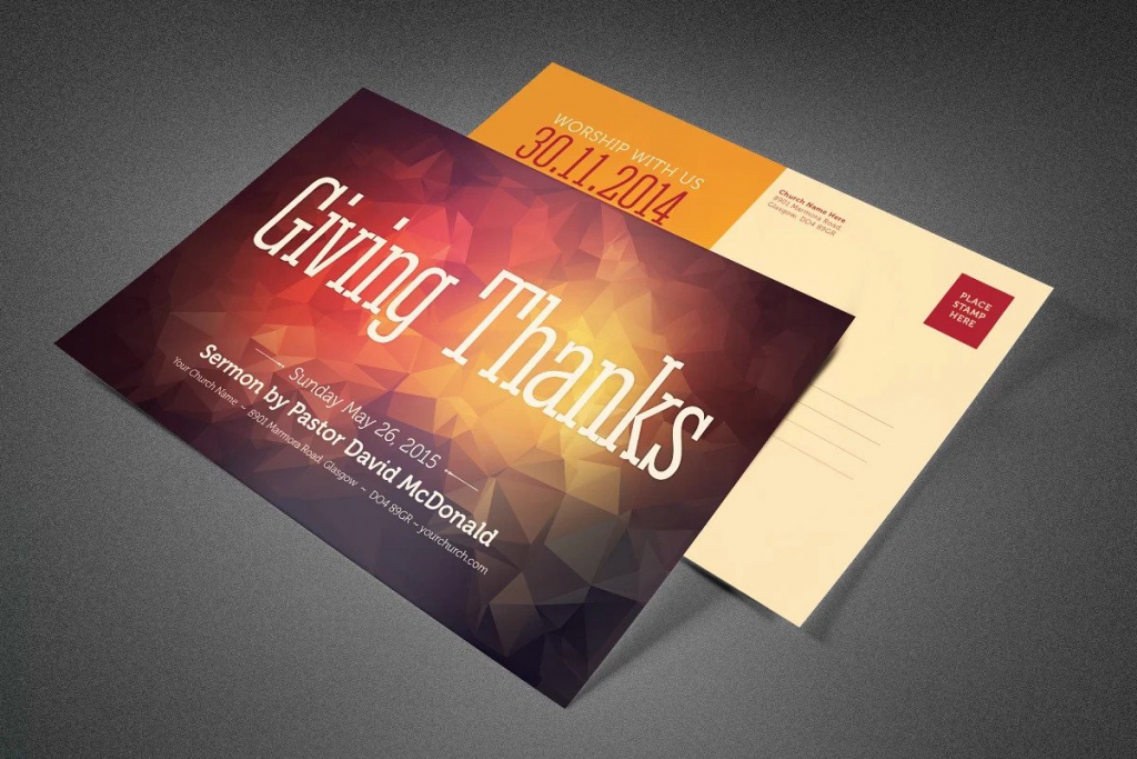 Giving Thanks Church Postcard by Ioswl via CreativeMarket