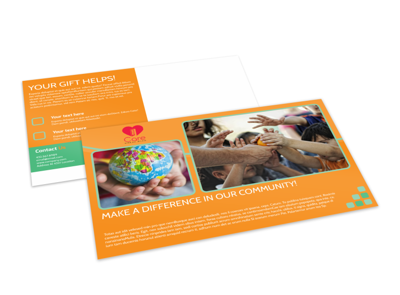 Charity Fundraiser Postcard Template