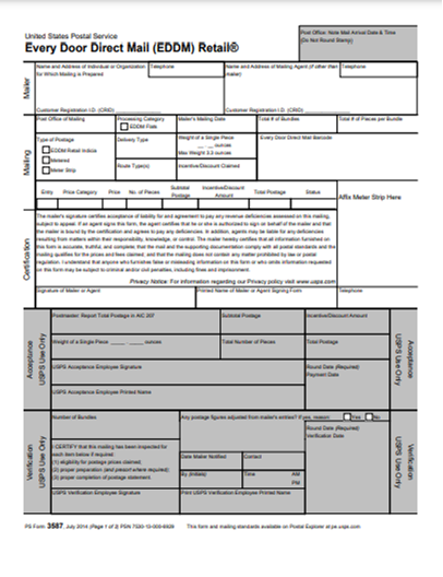 USPS EDDM Form 3587 p1