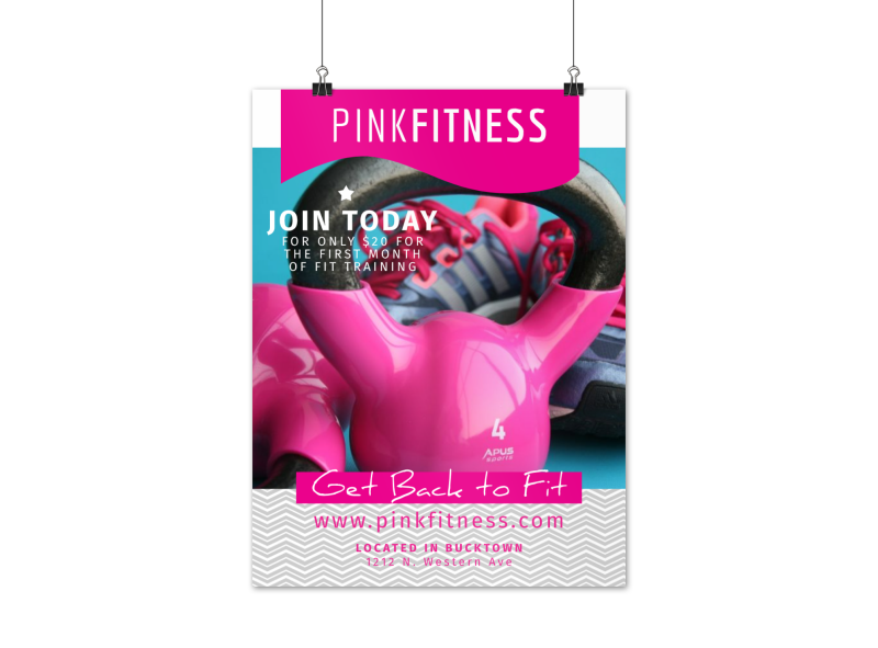 Pink Fitness Special Offer Poster Template