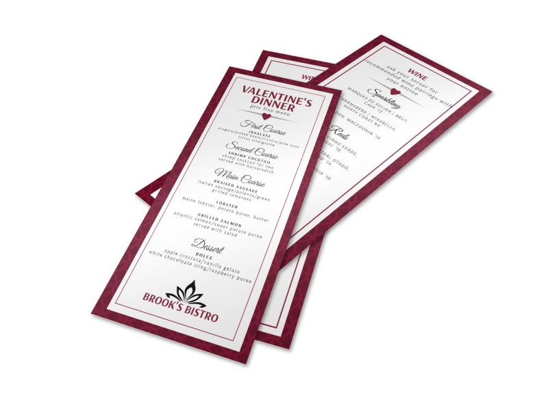 Valentines Day Menu Template