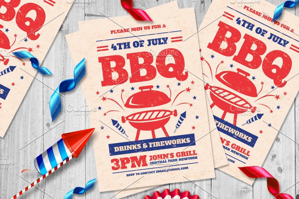 4th of July BBQ Design by Romecreation via CreativeMarket