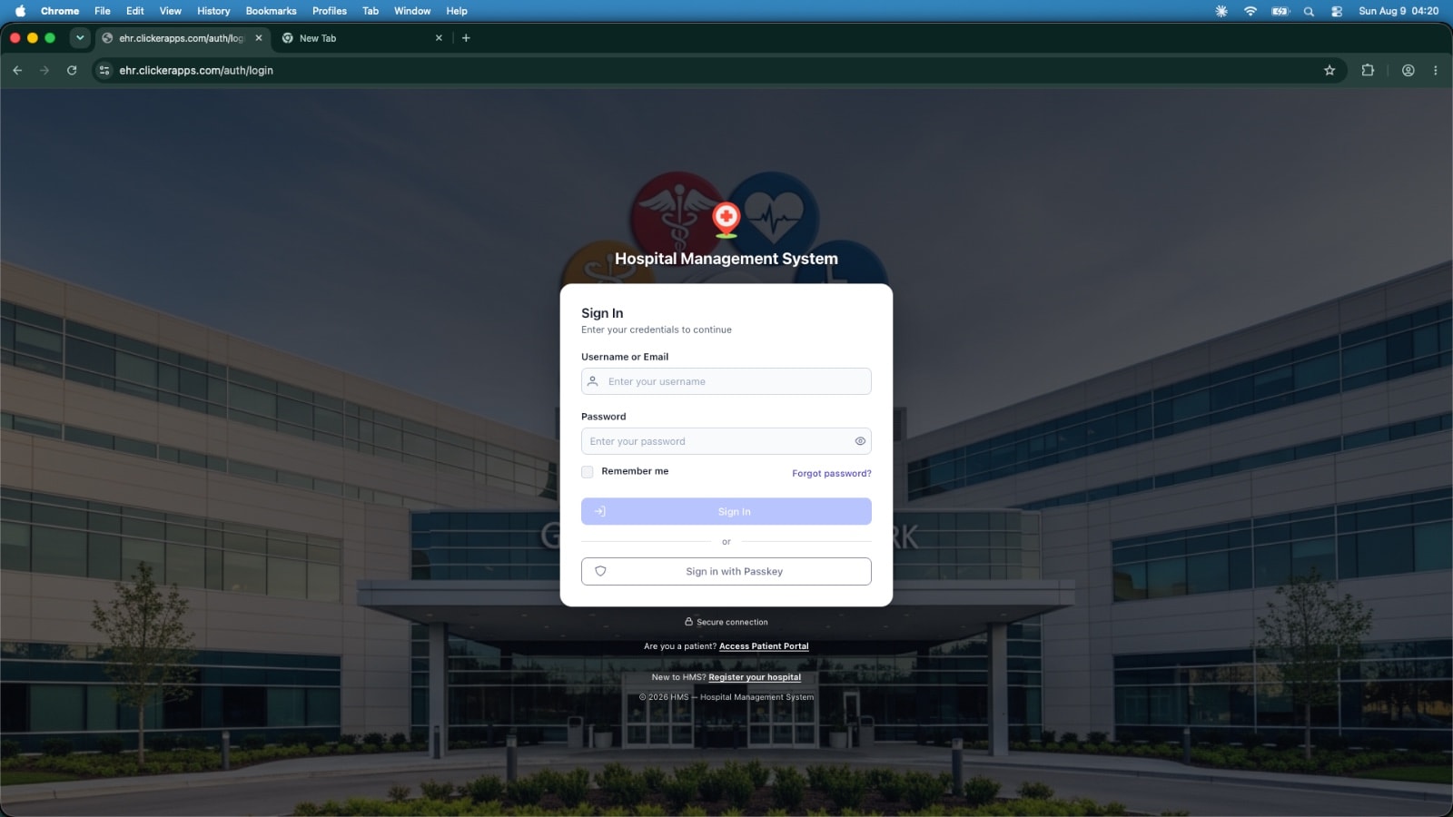 EHR Login Page