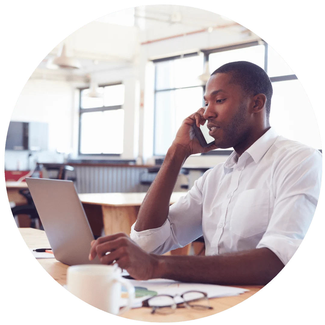 man working at desk