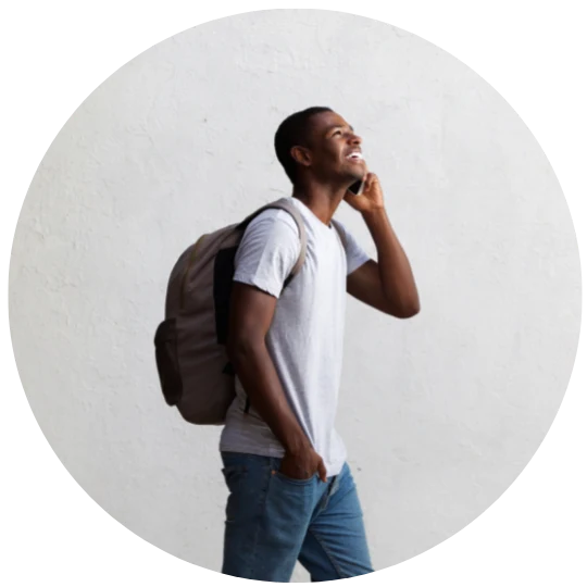 student on a phone