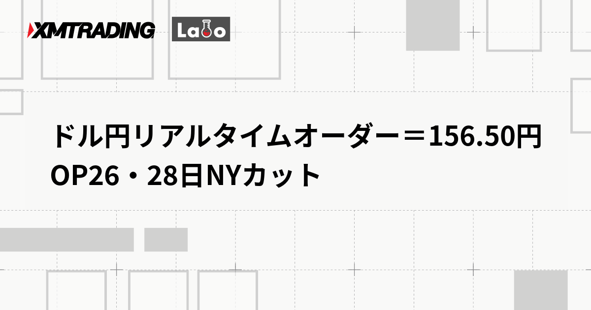 ドル円リアルタイムオーダー＝156.50円　OP26・28日NYカット