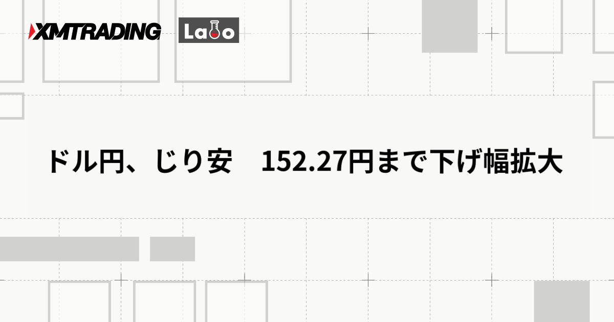 ドル円、じり安　152.27円まで下げ幅拡大