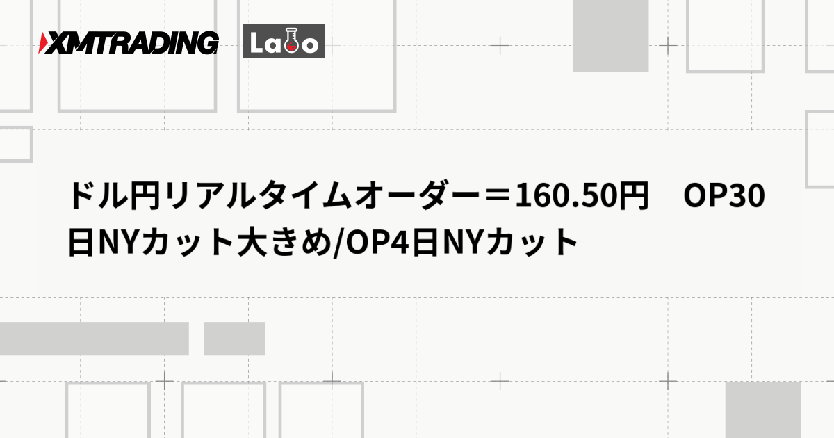 ドル円リアルタイムオーダー＝160.50円　OP30日NYカット大きめ/OP4日NYカット