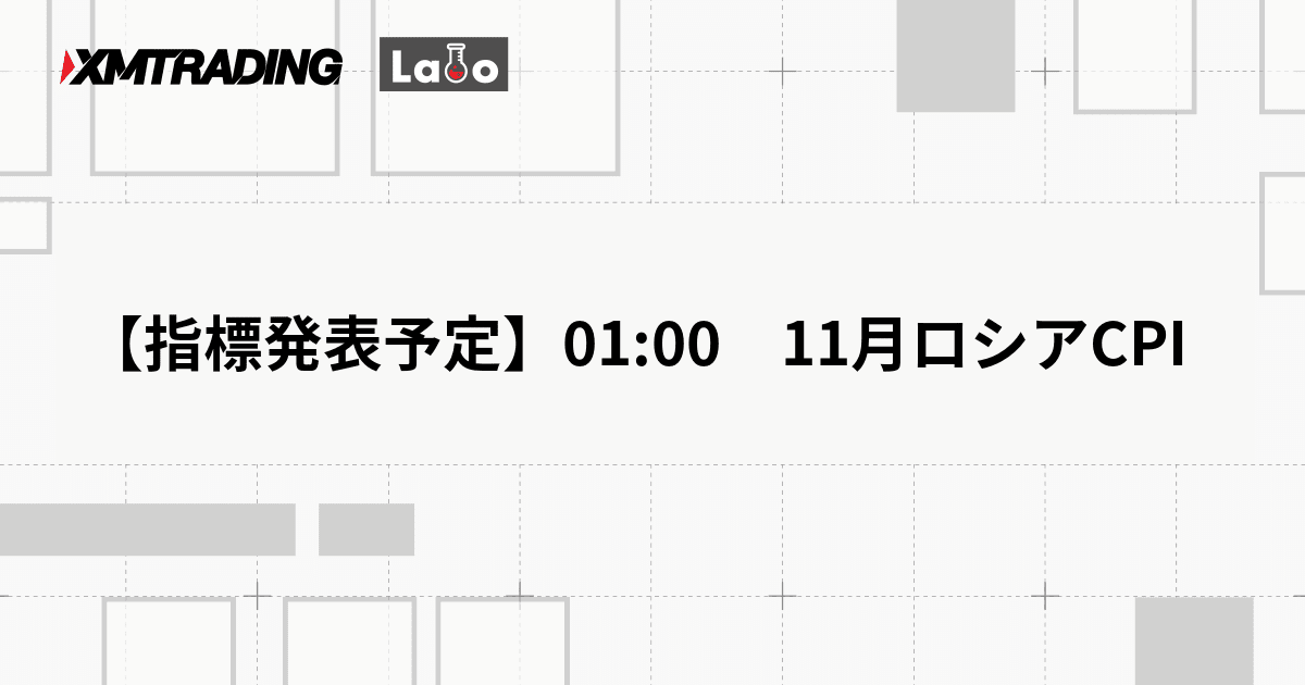 【指標発表予定】01:00　11月ロシアCPI